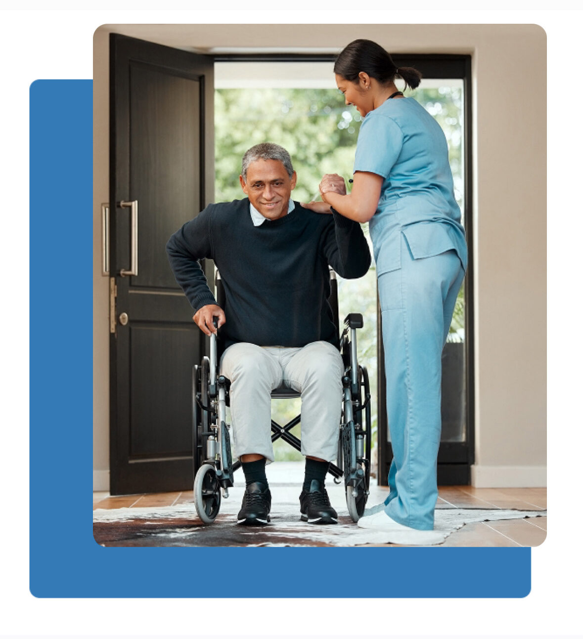 Caregiver assisting senior